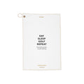 Eat Sleep Golf Repeat golf towel — flat product view with brass grommet
