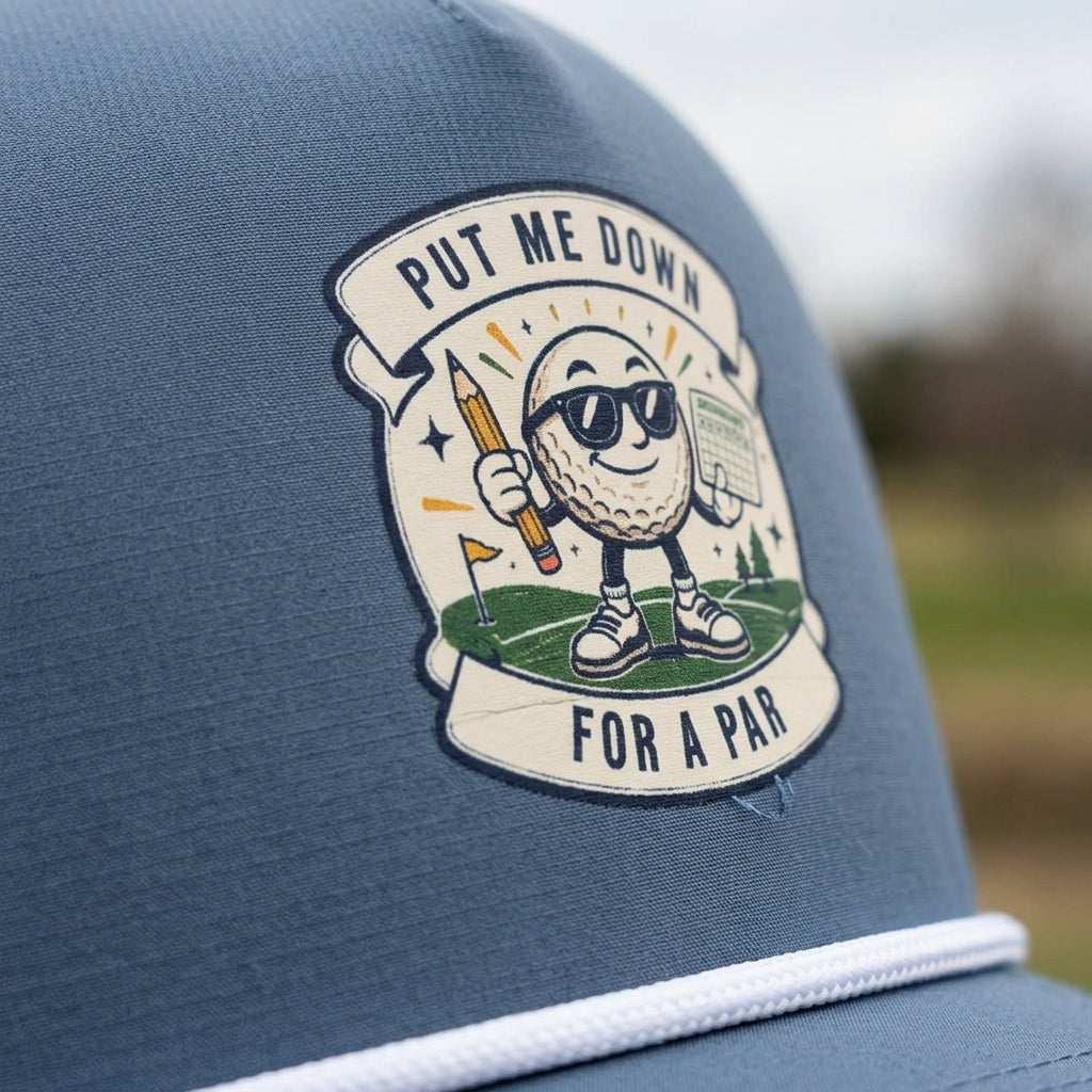 Put Me Down for Par rope hat — worn by a golfer