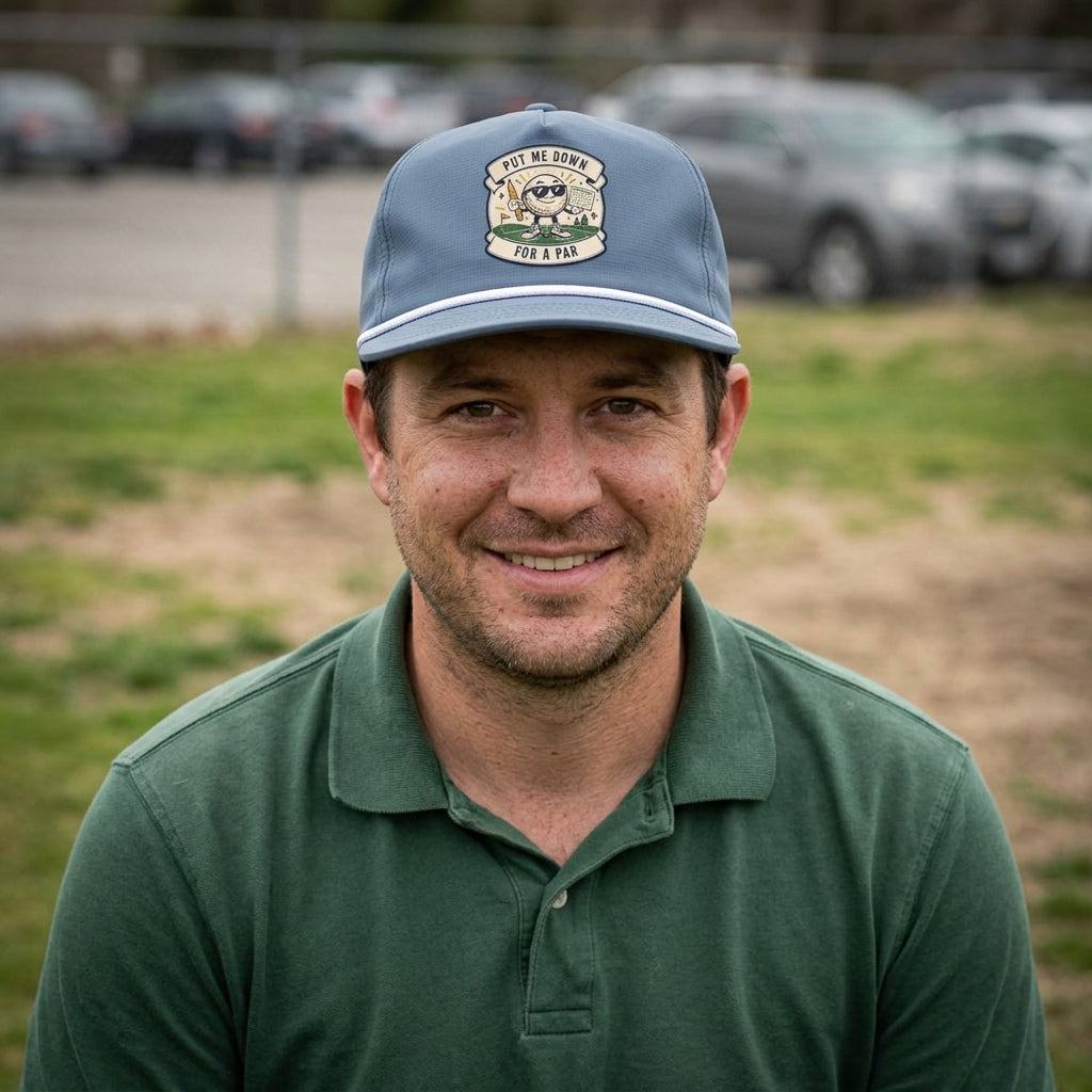 Put Me Down for Par funny golf rope hat — design close-up