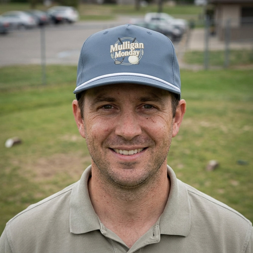 Mulligan Monday rope hat — worn by a golfer