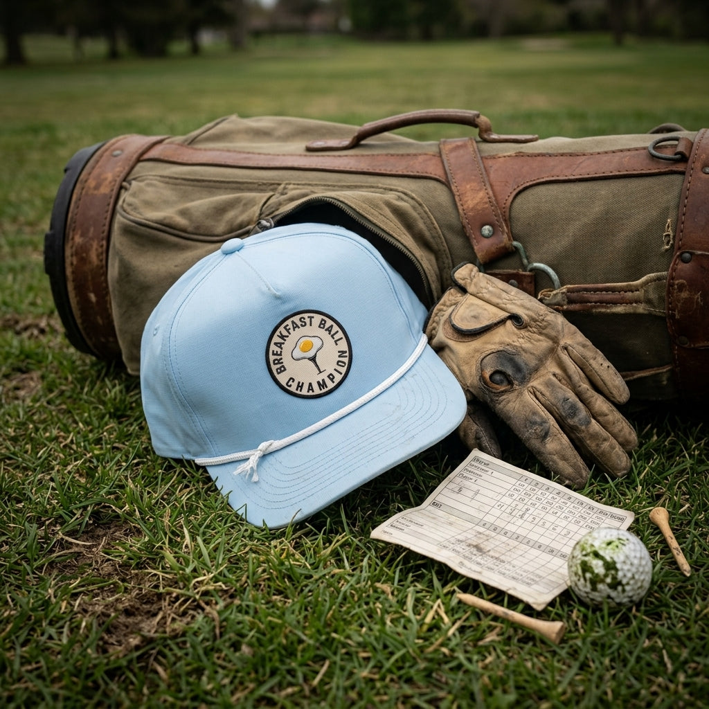 Breakfast Ball Champion rope hat — worn by a golfer