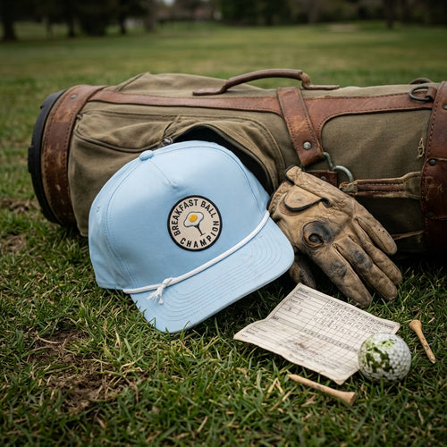Breakfast Ball Champion rope hat — worn by a golfer