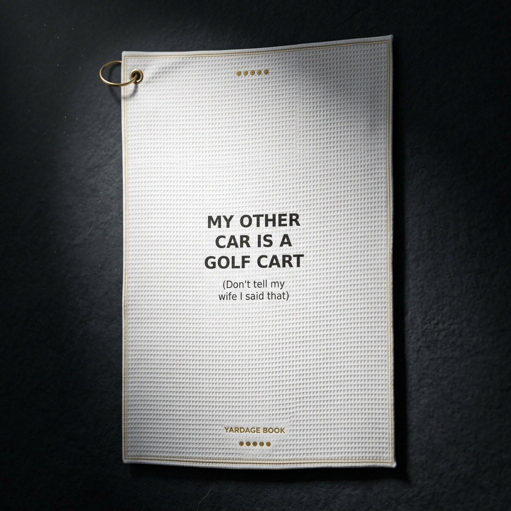 My Other Car Is A Golf Cart funny golf towel — studio hero shot
