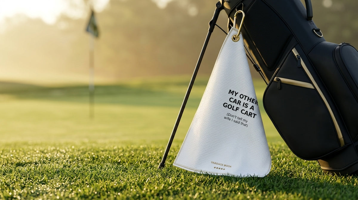 My Other Car Is A Golf Cart funny golf towel — lifestyle photo 3
