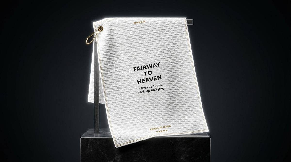 Fairway To Heaven golf towel — lifestyle photo 2