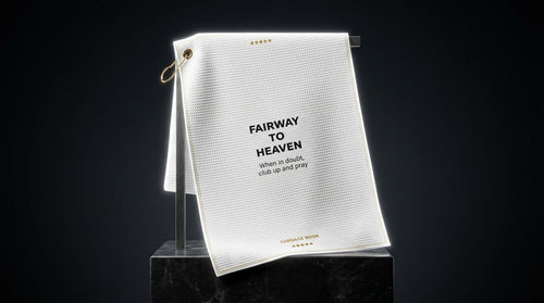 Fairway To Heaven golf towel — lifestyle photo 2
