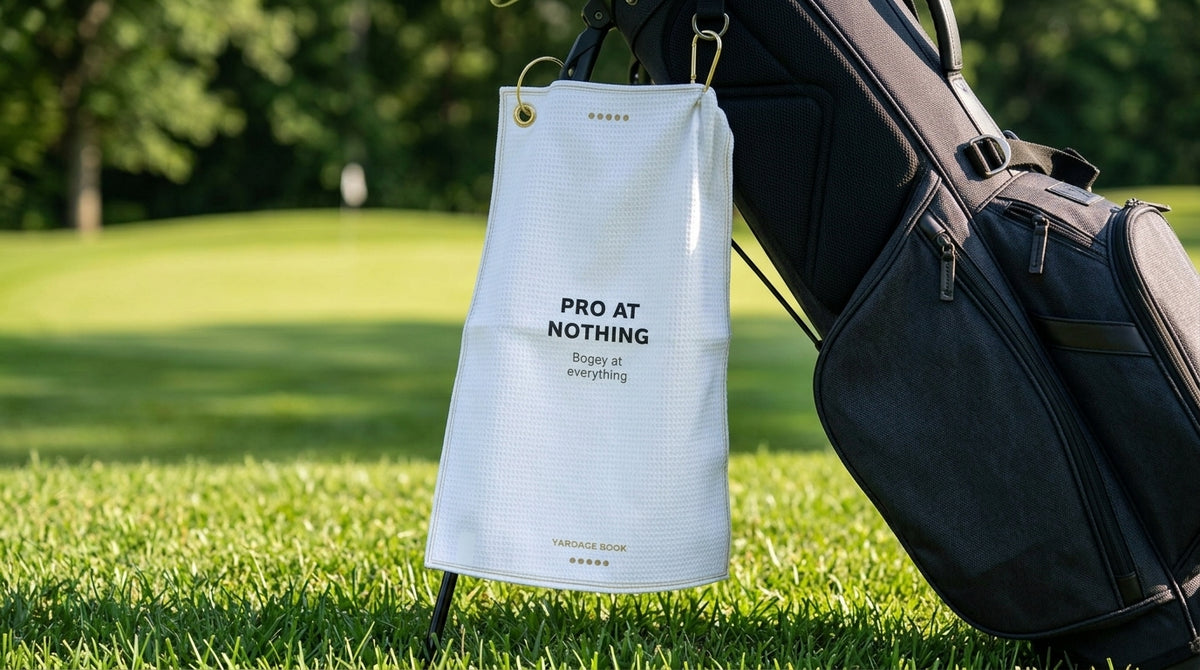 Pro At Nothing funny golf towel — lifestyle photo 3