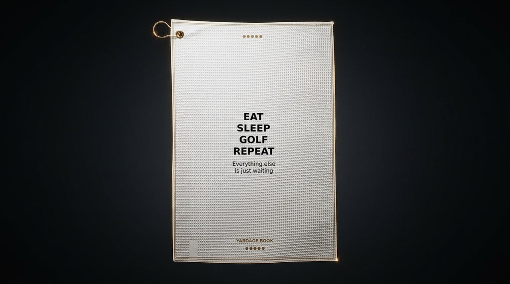 Eat Sleep Golf Repeat golf towel — lifestyle photo 3