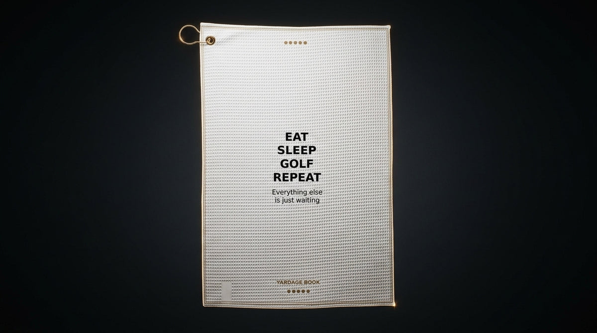 Eat Sleep Golf Repeat golf towel — lifestyle photo 3
