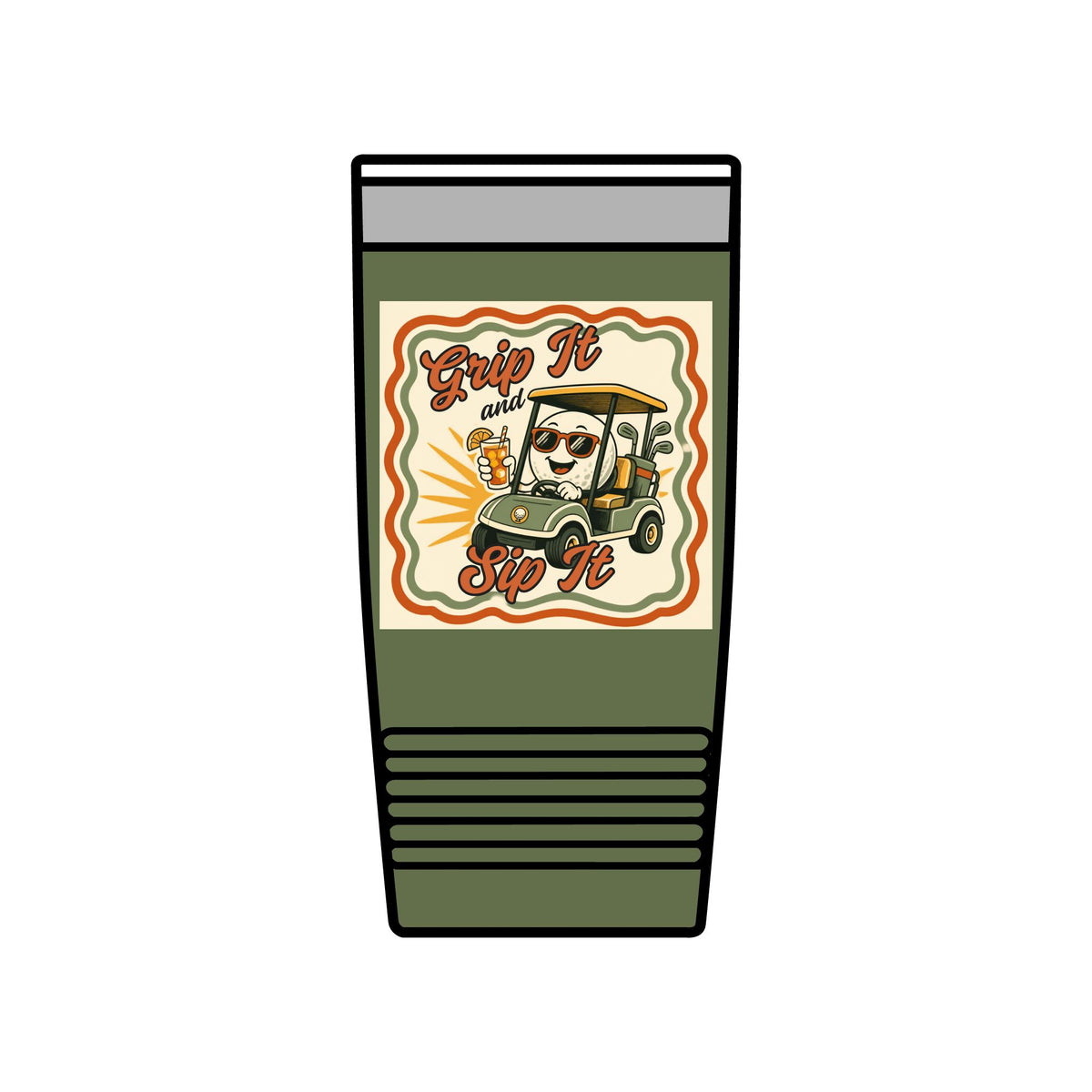 Grip It & Sip It 20oz insulated golf tumbler — Olive Green