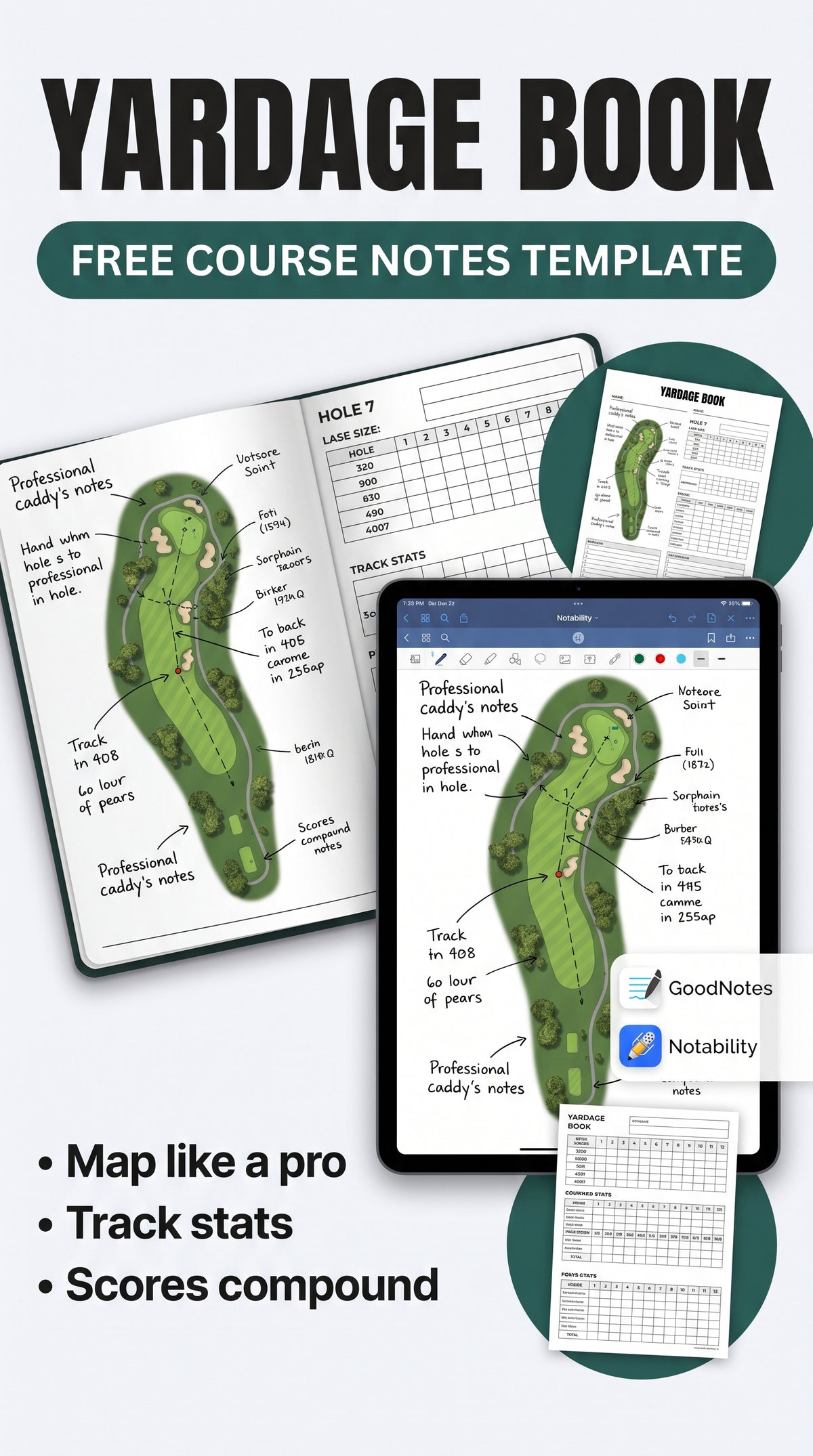 Course Notes Template yardage book — digital guide cover