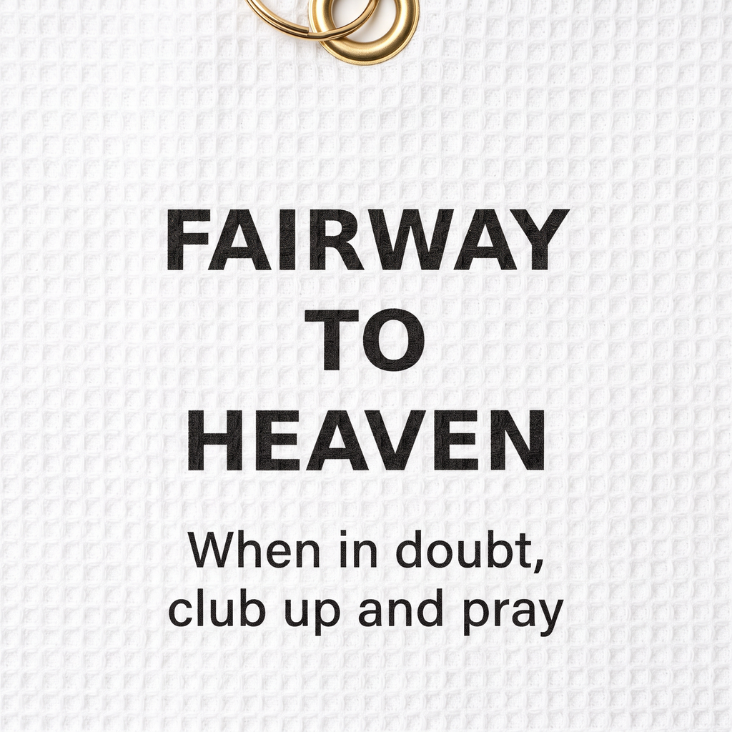 Fairway To Heaven golf towel — print close-up (cart drawer thumbnail)