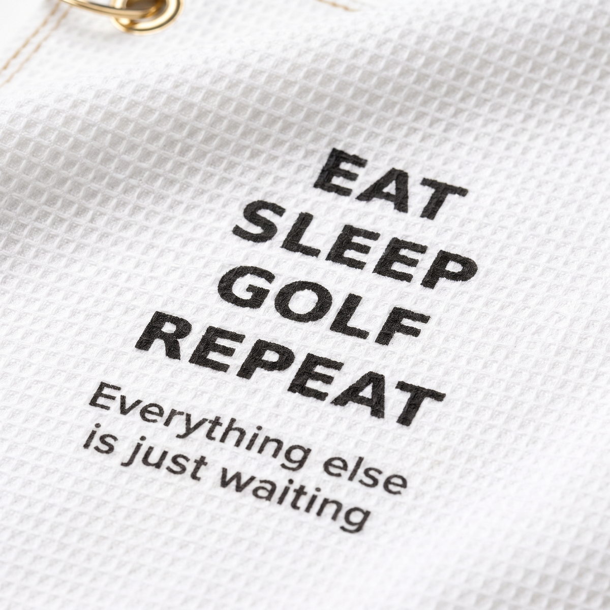 Eat Sleep Golf Repeat golf towel — print close-up (cart drawer thumbnail)